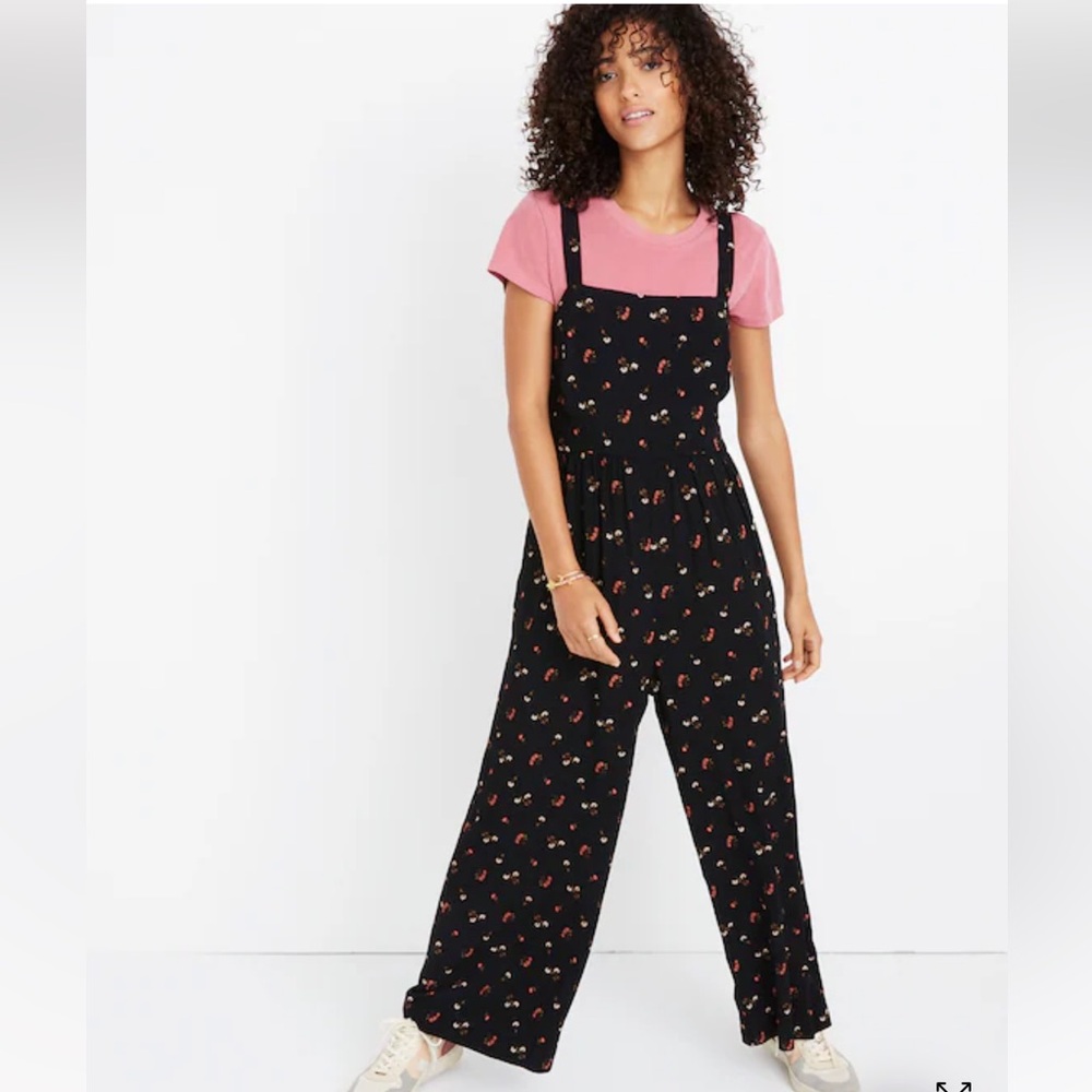 MADEWELL Smocked Crop Jumpsuit in Flower Toss